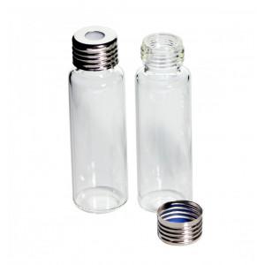 20mm Clear Headspace Vial Screw Thread   Assembled w/18mm Metal Magnetic Screw Cap with Prefitted Silcone /PTFE liner (Chromacol 20mm, w/0.20mL 1:1 HCL (125 per case)