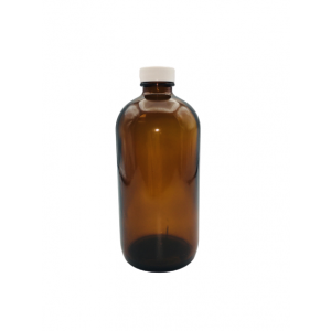 LAB016230000 // 16oz Amber Boston Round 28-400 PTFE Lined Cap , A1/BC/SULF, Preserved w/3.5mL 1:1 Sulfric Acid (12/cs)