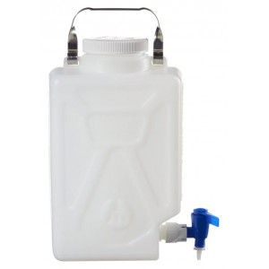 20L Rectangular HDPE Carboy, Spigot, 100mm PP Screw Thread Closure (4/cs)