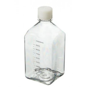 1000mL Square PETG Sterile Media Bottle, 38-430 HDPE Screw Thread Closure (24/cs)