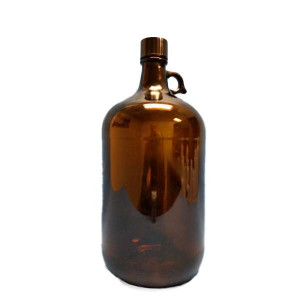 4000cc Safety Coated Amber Jug with 38-439 Black Phenolic F-217/PTFE lined cap (6/cs)