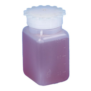 Bottle with Screwcap, Wide Mouth, Square, Graduated, PE (Cap: PP), 100mL, 100/Unit