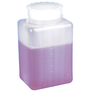 Bottle with Screwcap, Wide Mouth, Square, Graduated, PE (Cap: PP), 1000mL, 20/Unit