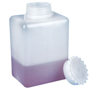 Bottle with Screwcap, Wide Mouth, Square, Graduated, PE (Cap: PP), 2000mL, 6/Unit