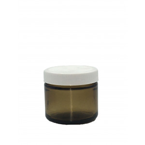 2oz Amber Straight Sided Jar Assembled w/53-400 Black F-217 Lined Cap (24/cs)