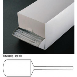 Transfer Pipet, 15.0mL, Narrow Stem, Large Bulb, 155mm, 250/Dispenser Box, 10 Boxes/Unit