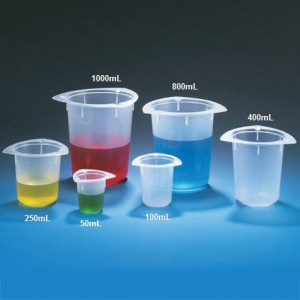 Beaker, Three Corner, PP, Graduated, 100mL, 100/Unit