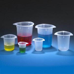 Beaker, Three Corner, PP, Graduated, 250mL, 100/Unit