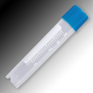 Sample Tube, 3mL, External Threads, PP, White Graduations & Marking Area, Round Bottom, Self-Standing, 1000/Unit