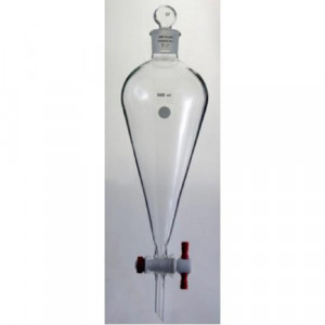 Separatory Funnel, 500mL, Complete, Squibb, PTFE Stopcock (ea)