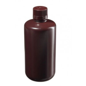 1000mL Narrow Mouth Amber HDPE Bottle, 38mm Amber PP Screw Thread Closure (24/cs)