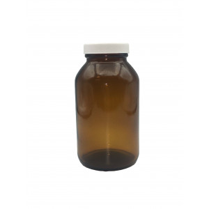 05-500WMT121 // 500mL Amber Wide Mouth Packer Assembled w/53-400 PTFE Lined Cap (12/cs)