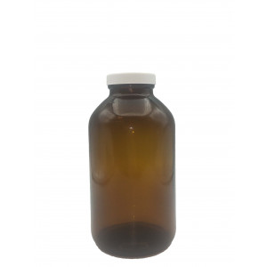 05-1000GWMTHCL123 // 1000mL(True One Liter) Amber Wide Mouth Packer Assembled w/53-400 PTFE Lined Cap, w/5mL 1:1 HCL, Certified (12/cs)