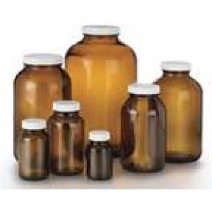 2500mL Amber Plastisol Coated Wide Mouth Packer Assembled with 70-400 PTFE Lined Cap (12/cs)