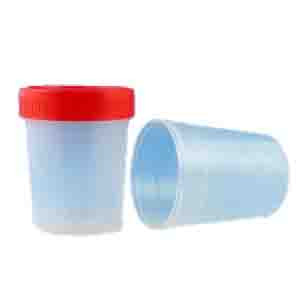 Specimen Container, 4oz, with Separate 1/4-Turn Red Screwcap, Non-Sterile, PP, Graduated, Bulk, 100/Unit