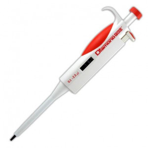 Pipette, Diamond PRO, Adjustable Volume, 0.1 - 2.5uL, Red