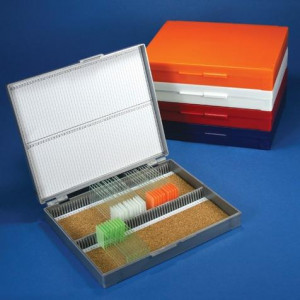 Slide Box for 100 Slides, Cork Lined, Red