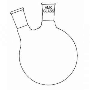 Round Bottom Flask, 50mL, 2-Neck, Angled 20�, 19/22 Center, 14/20 Side (ea)